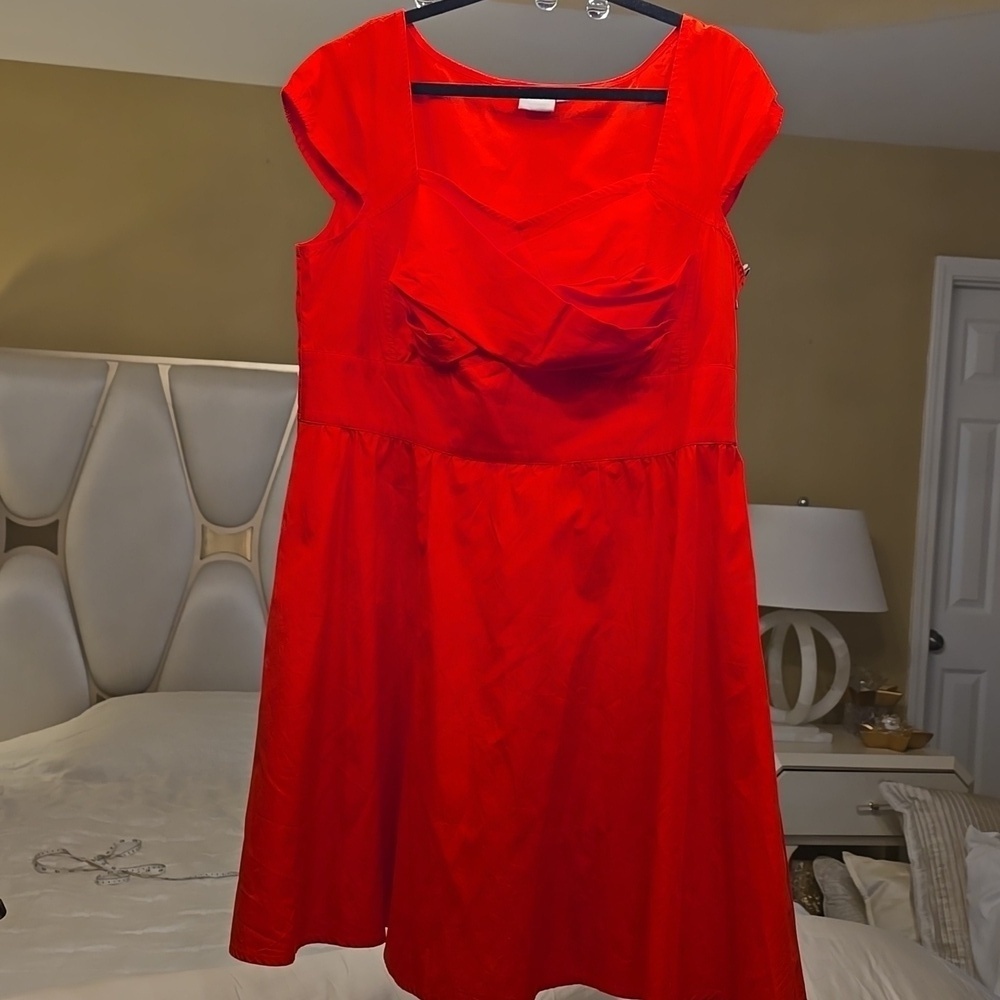 eShakti Cotton Vibrant Red Mini Dress